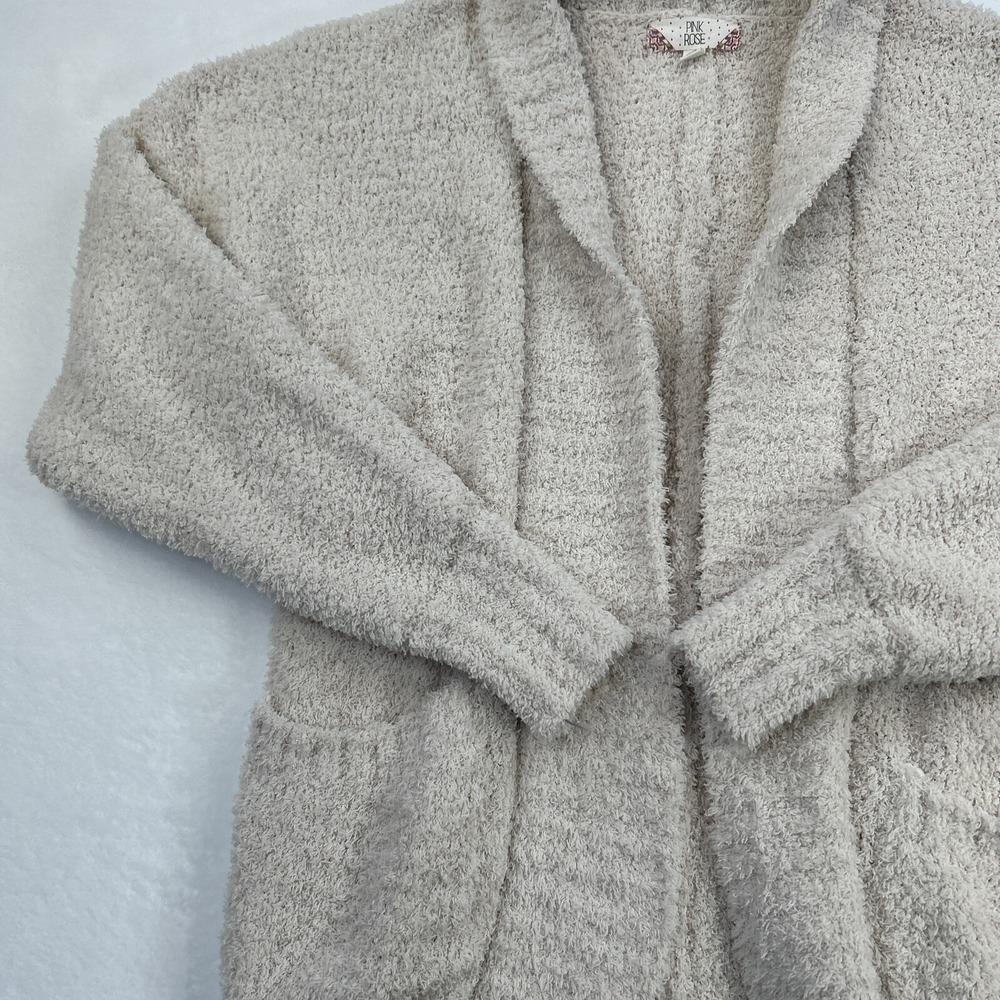 Pink Rose Cardigan Womens Small Brown Tan Beige Open Front Casual Lounge Ladies - Picture 5 of 16